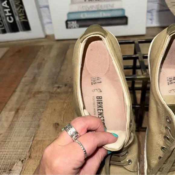 Birkenstock Arran Women’s Taupe Tan Canvas Lace Up Sneaker Size EURO 41 L 10 - Picture 9 of 10